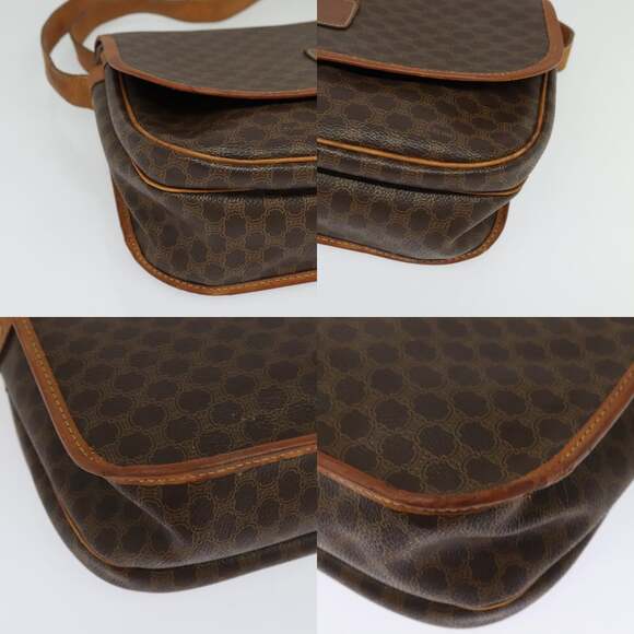 CELINE Macadam Canvas Shoulder Bag Pvc Leather Brown Gold - Picture 10 of 12